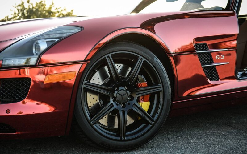 red sports car wheel