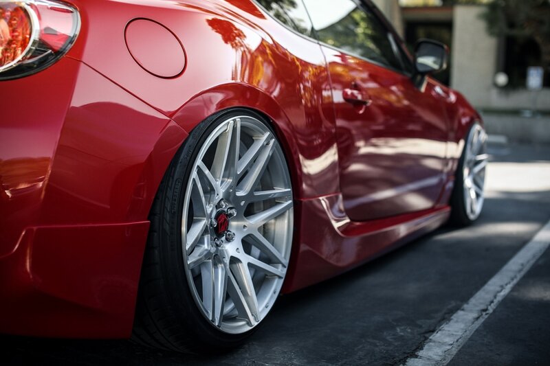 red sports car wheel