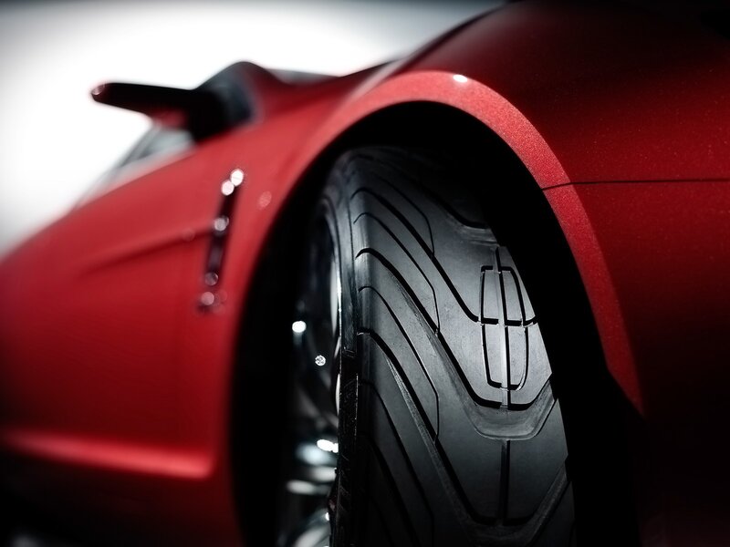 red sports car wheel