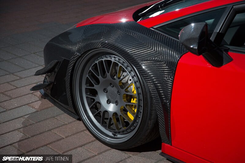 Red Sports Car Wheel — Dramatic, Afternoon