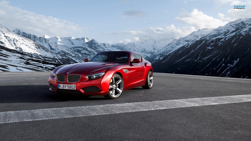 Red Sports Car — Winter, Mountains