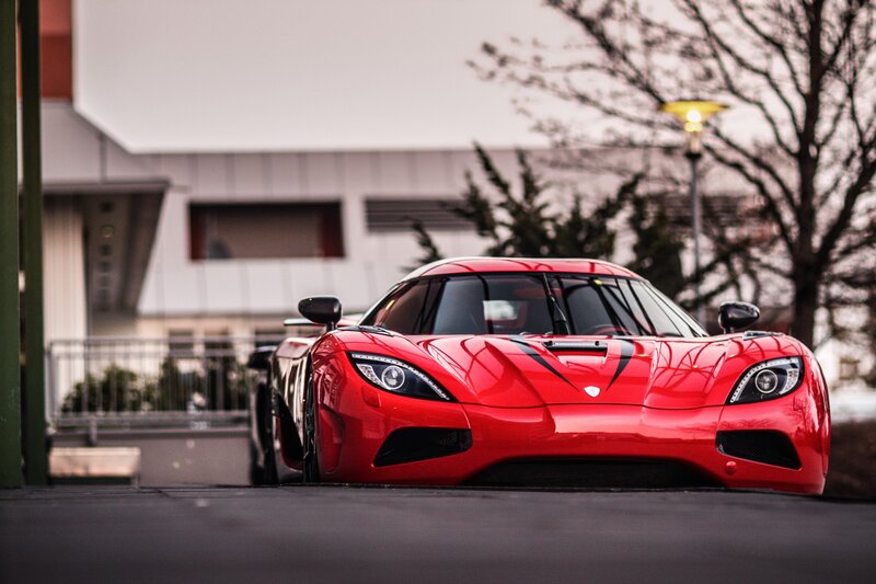 Red Sports Car — Winter
