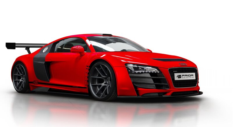 red sports car with aerodynamic kit