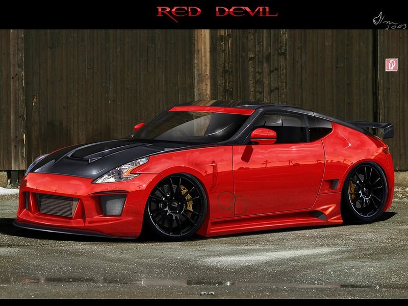 Red sports car with black accents