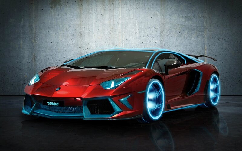 red sports car with blue lights