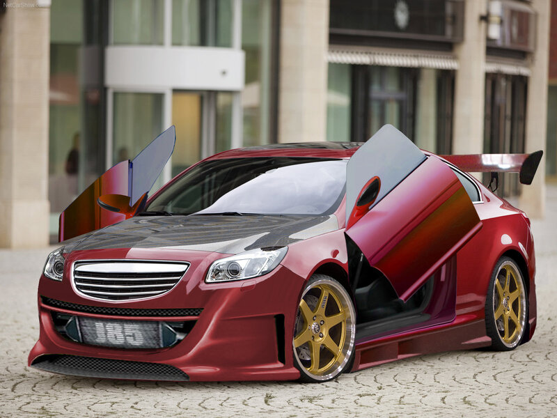 red sports car with gullwing doors