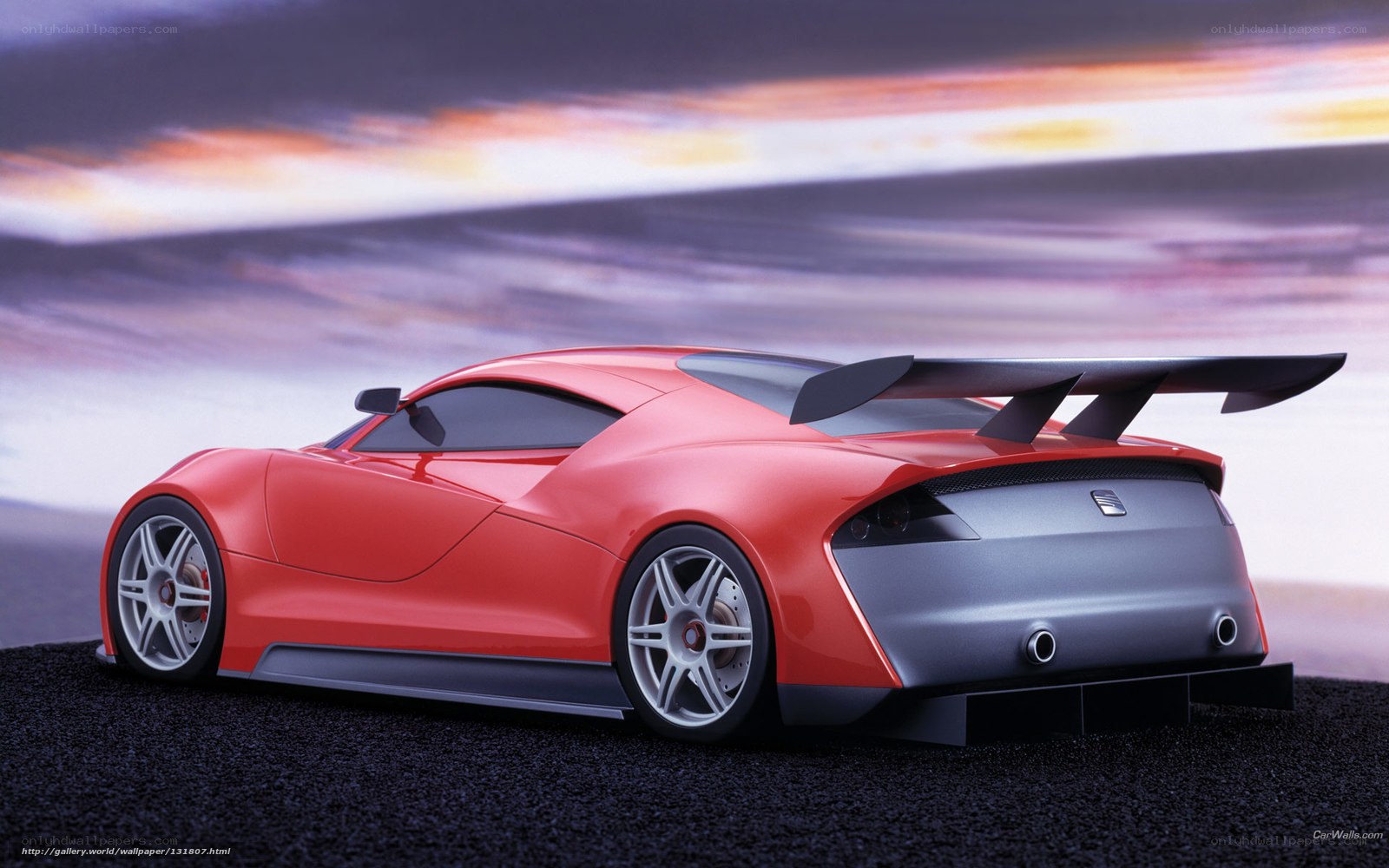 Red sports car with large wing