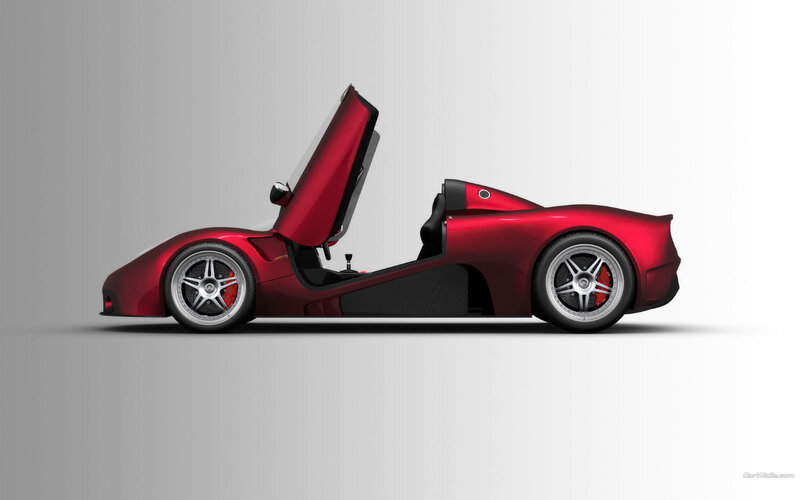 red sports car with open door
