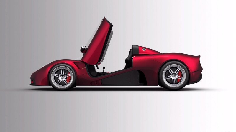 red sports car with open door