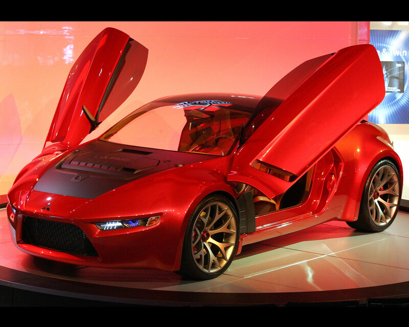 Red sports car with open doors