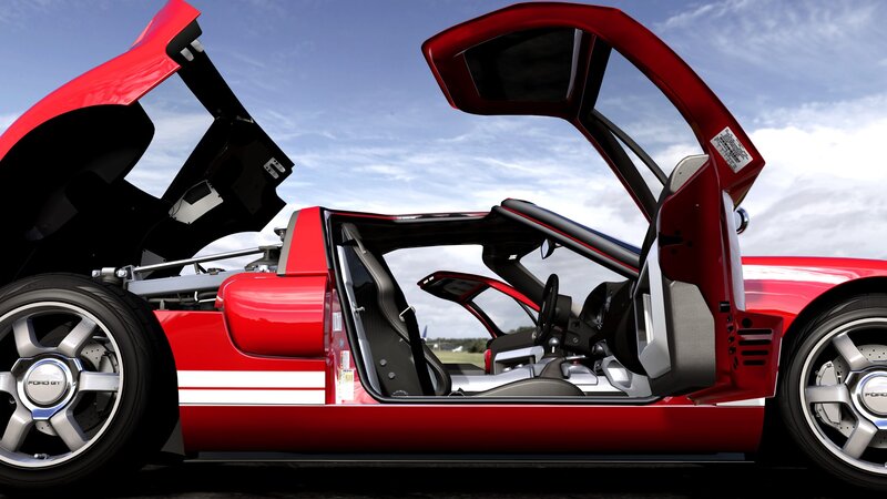 red sports car with open doors