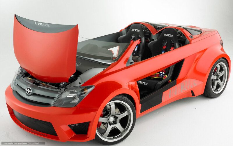 Red sports car with open hood