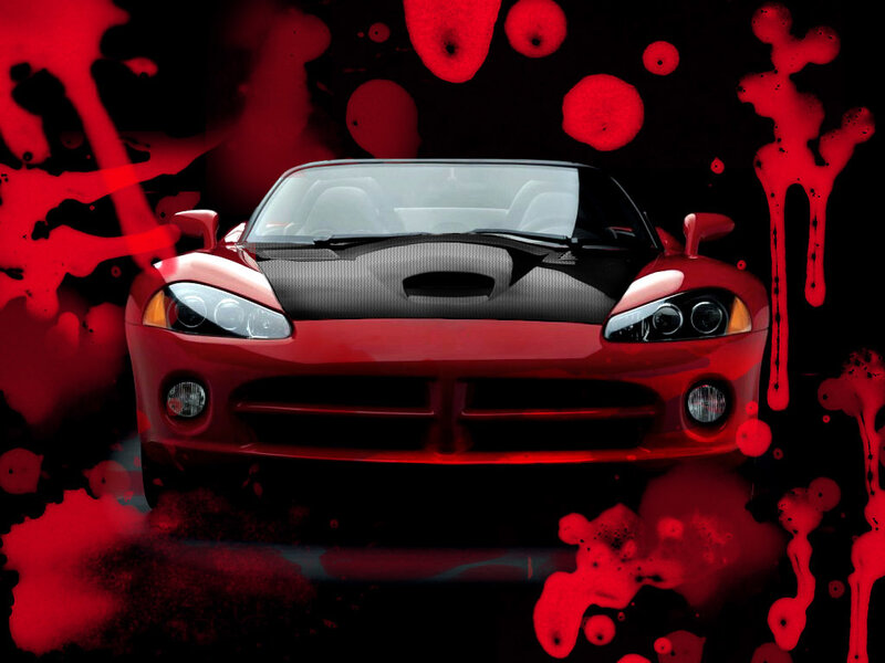Red sports car with red splatters