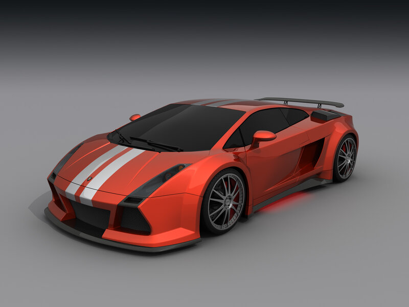 red sports car with stripes