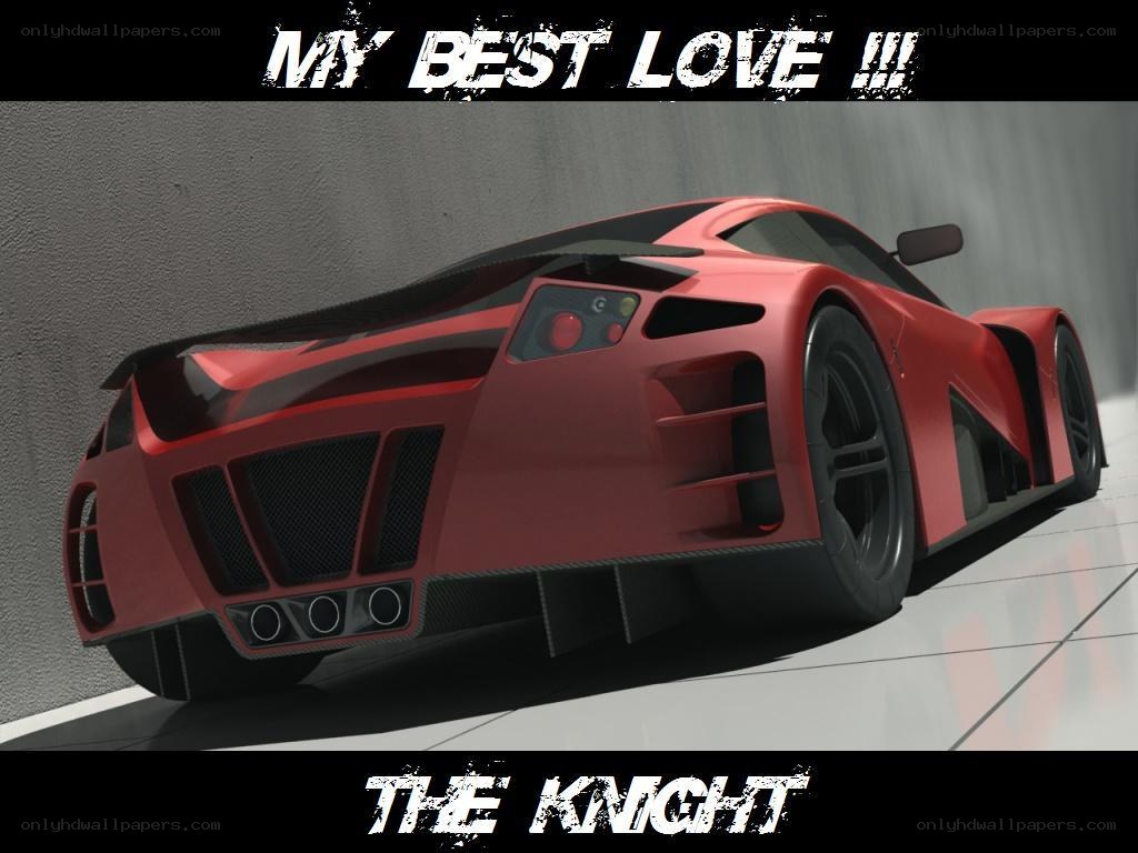 Red sports car with text