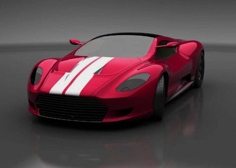 red sports car with white stripes