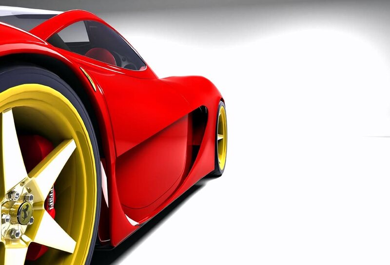 red sports car with yellow wheels