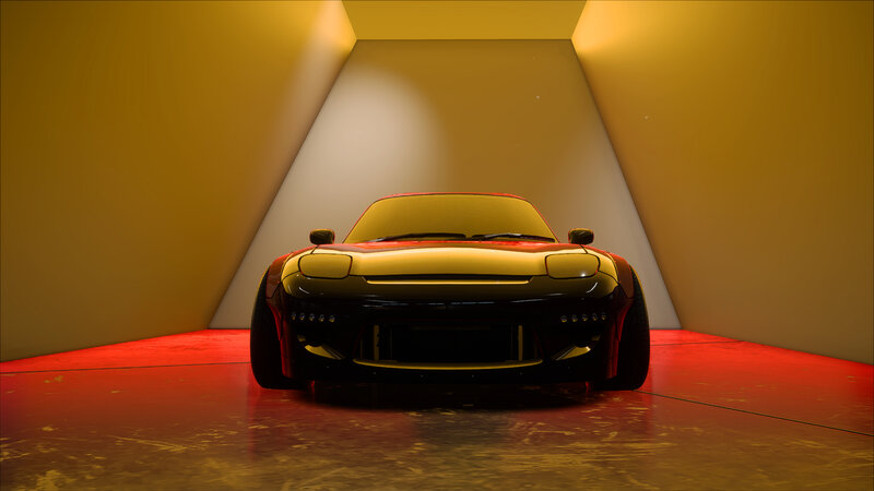 Red Sports Car — Yellow, Dramatic