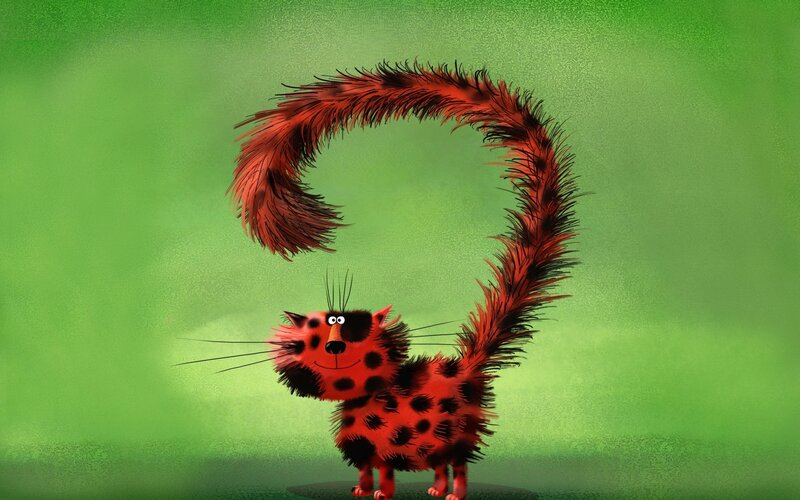 Red-spotted Cat with Long Tail