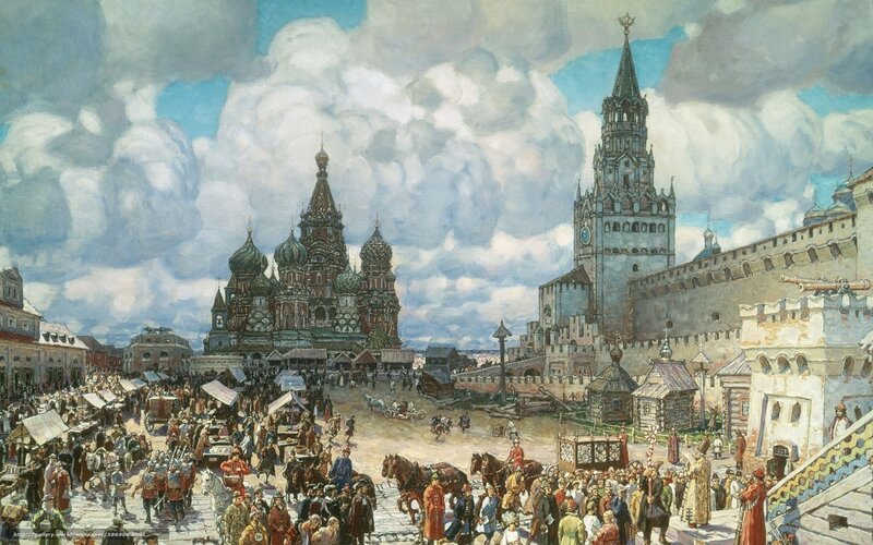 Red Square bustling with activity
