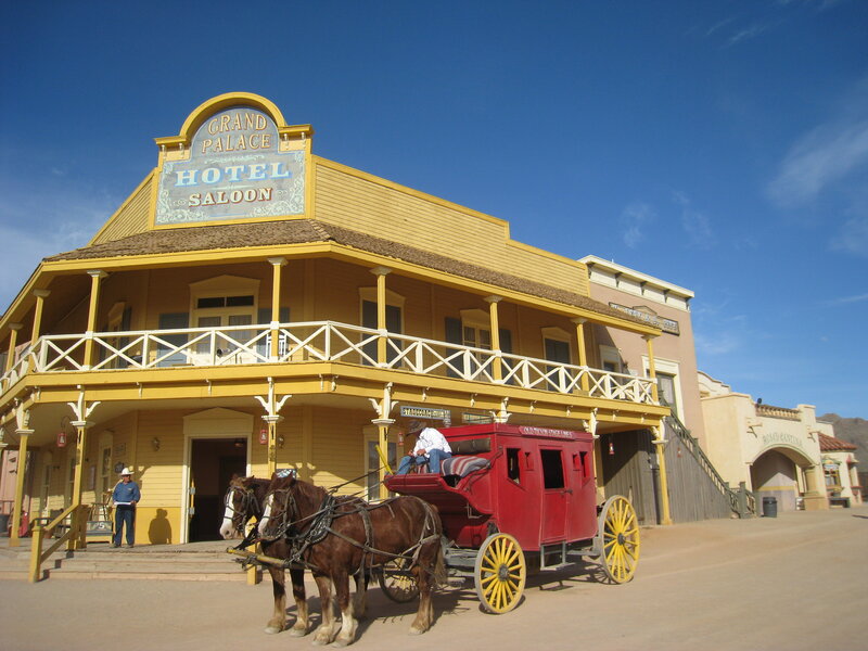 Red Stagecoach and Horses