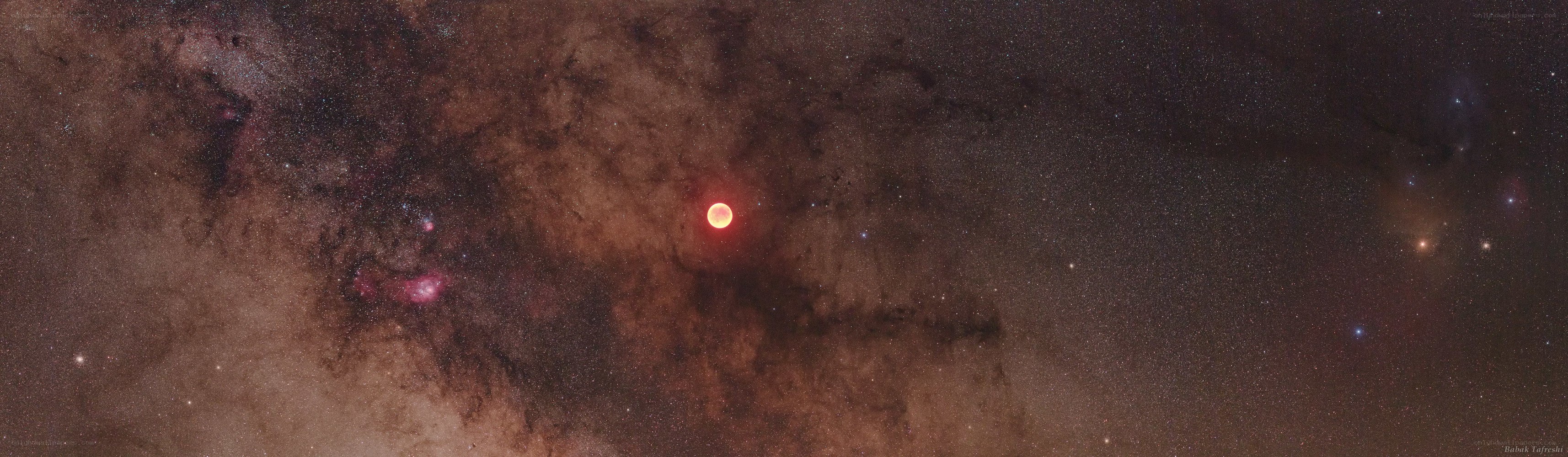 Red star in cosmic dust