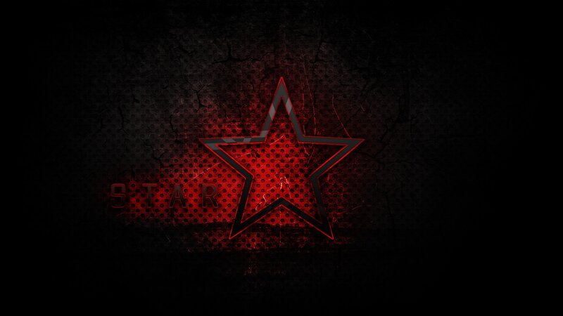 Red Star Logo — Black, Dark, Digital Art