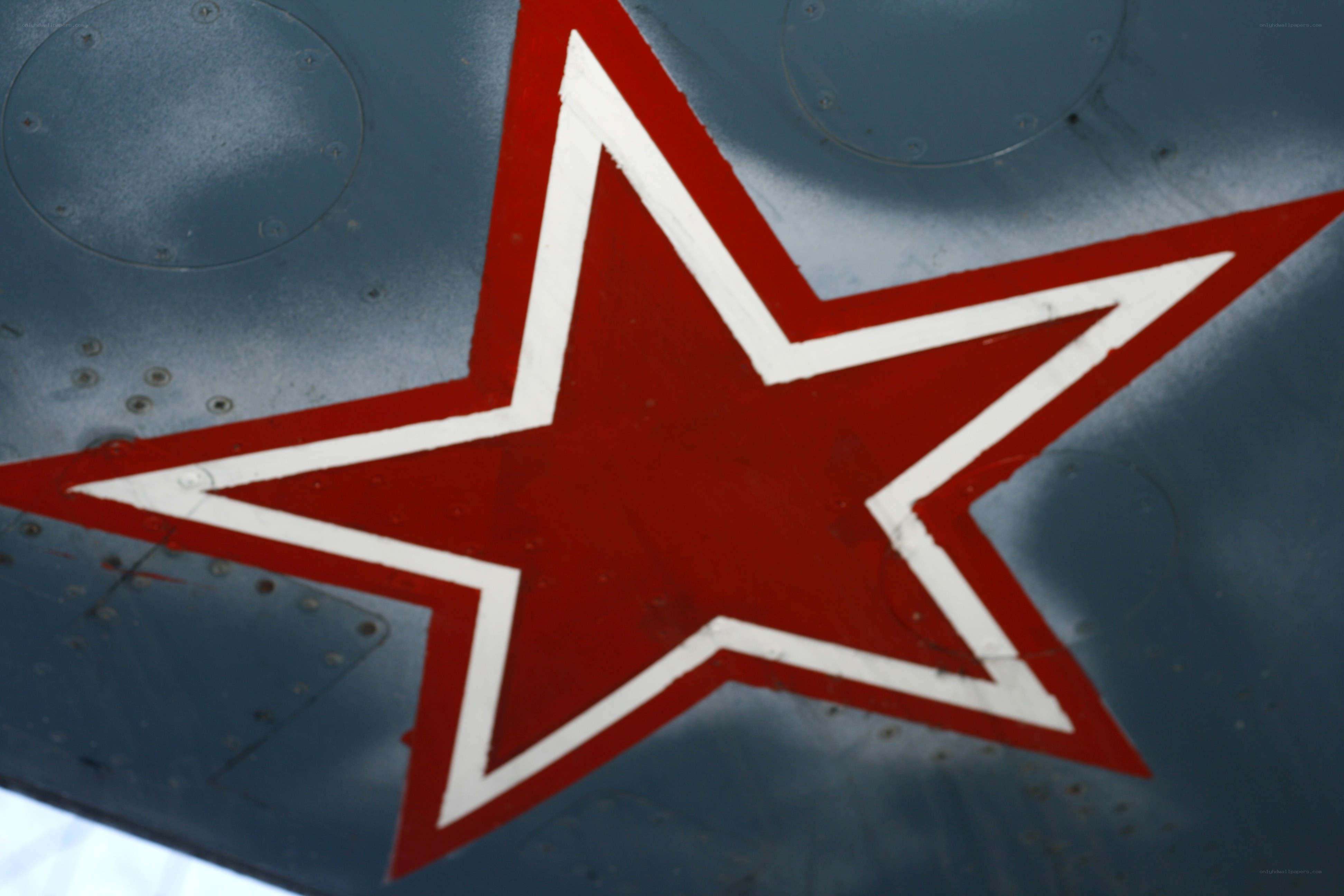 Red star on aircraft surface