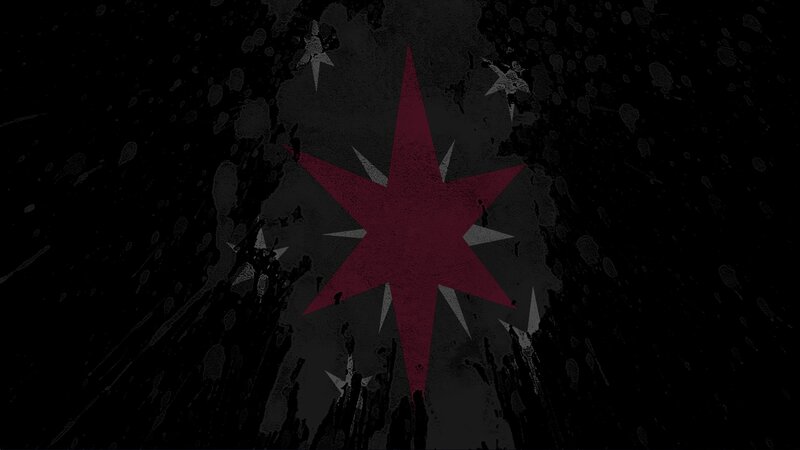 Red Star on Dark Background — Black, Digital Art