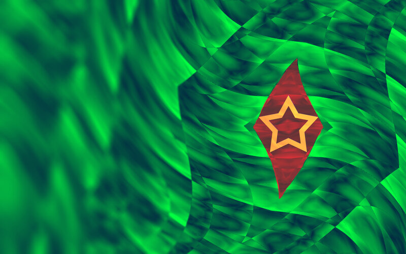 Red Star on Green Background