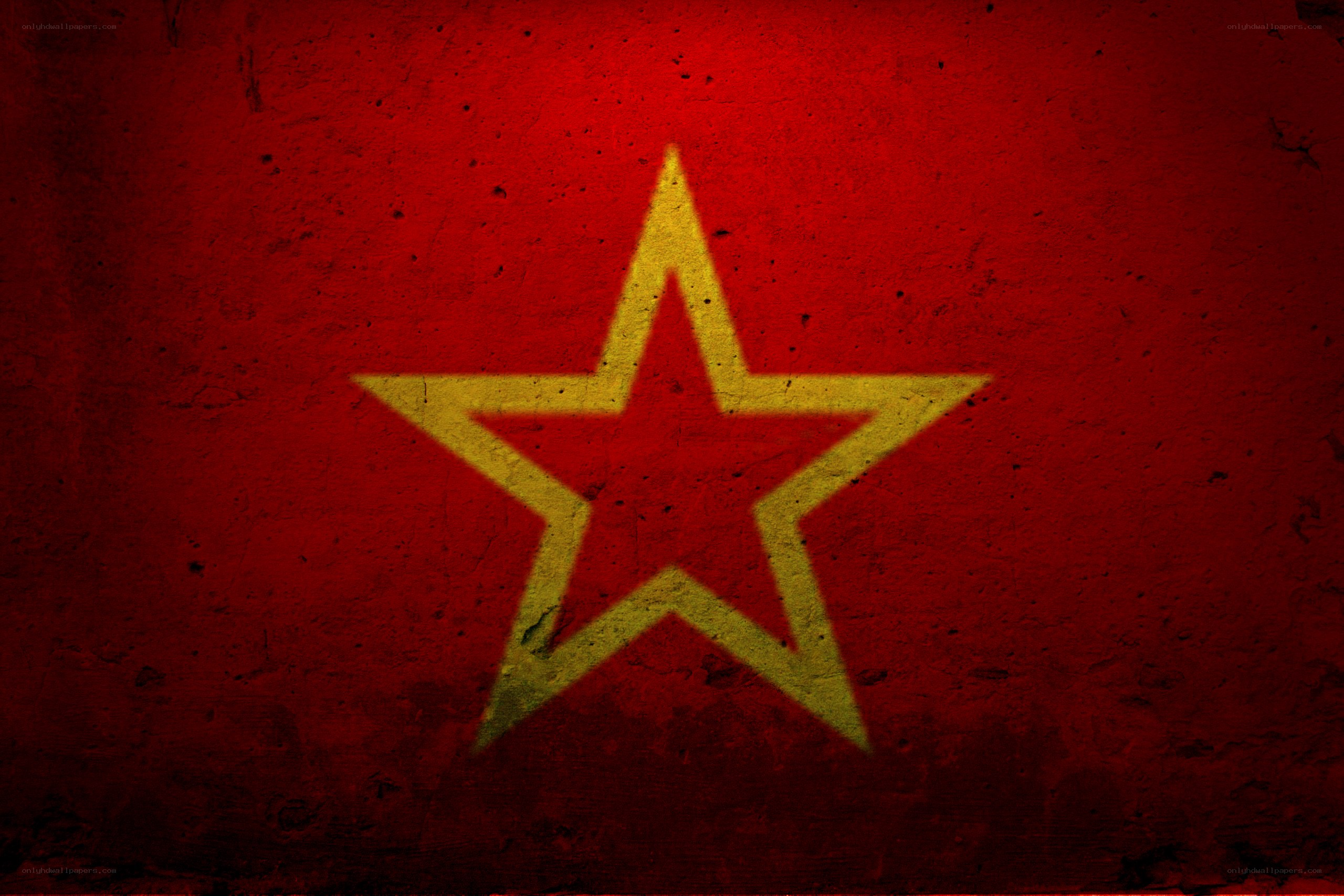 red star on textured wall