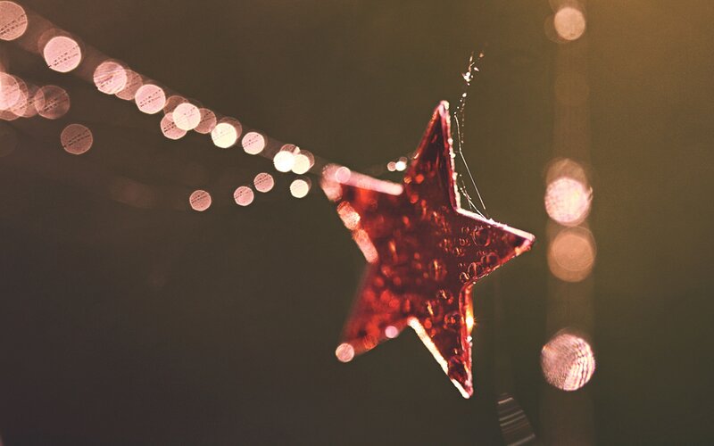 Red Star Ornament — Festive, Night
