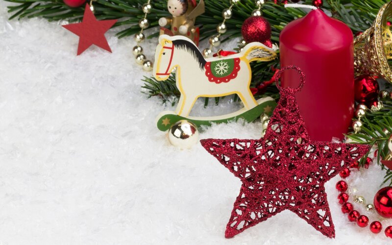 Red Star Ornament — Festive, Winter, Photograph, Candle, Rocking Horse