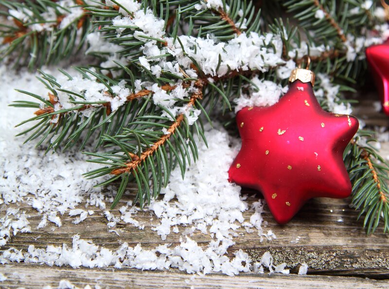Red Star Ornament — Festive, Winter, Photograph