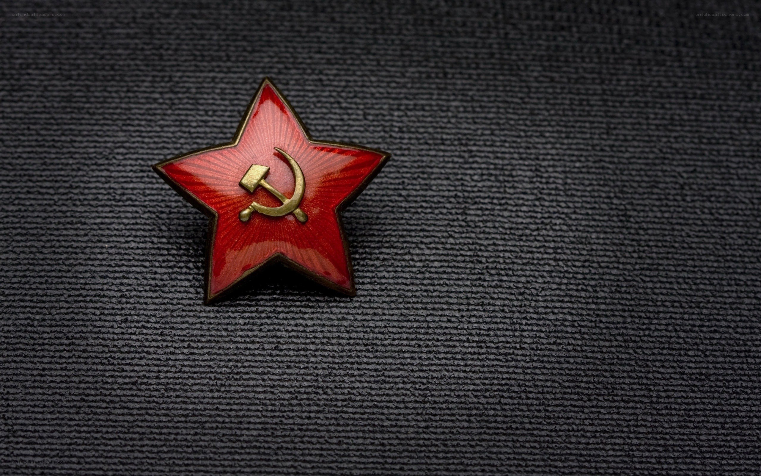 Red star pin with hammer and sickle
