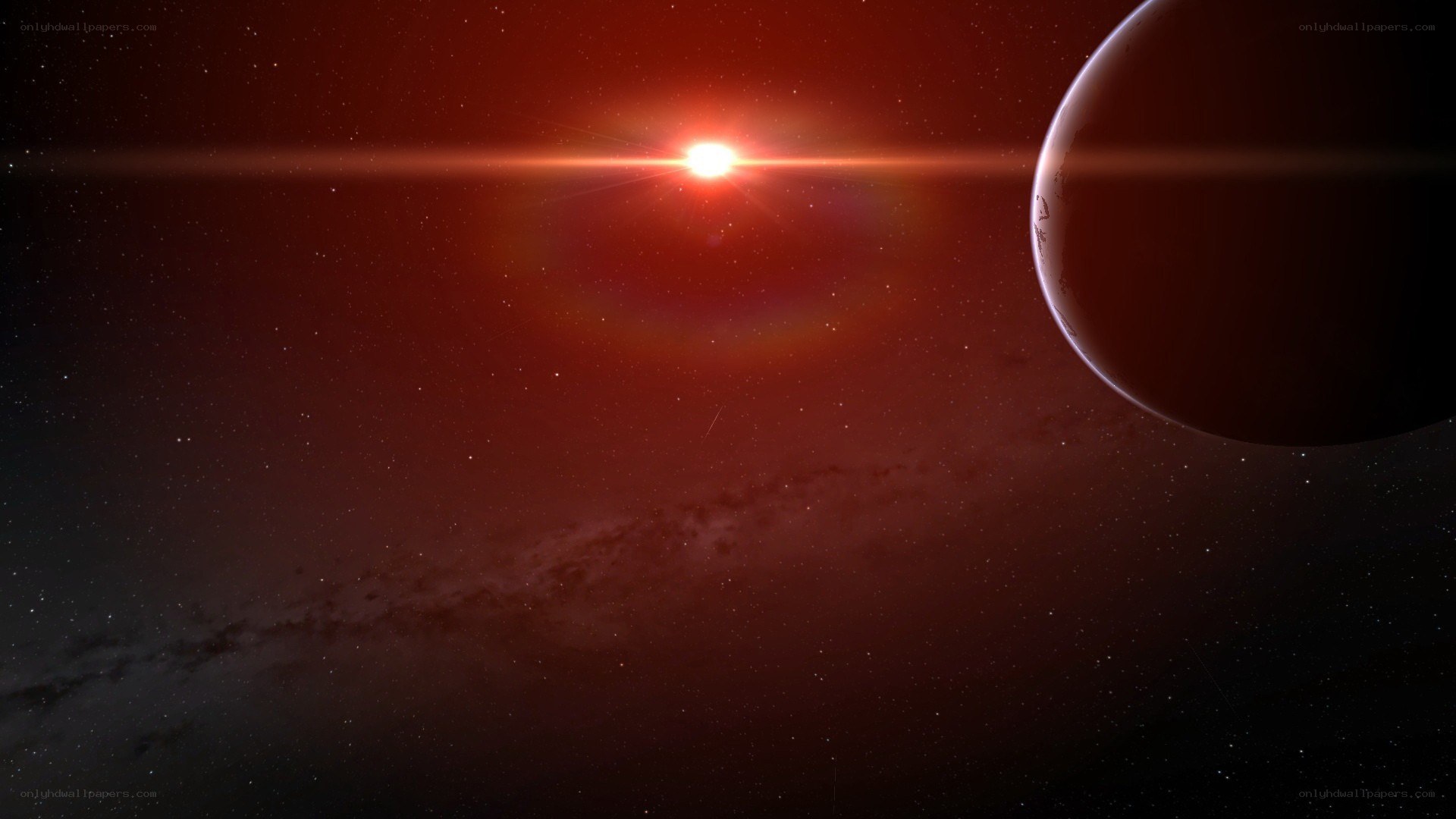 Red star system with planet