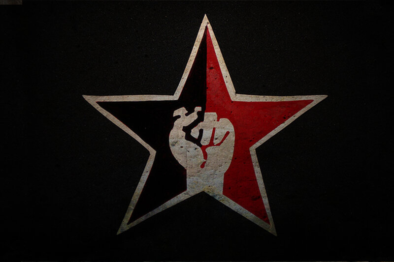 Red star with clenched fist