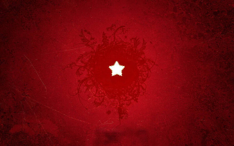 red star with floral design