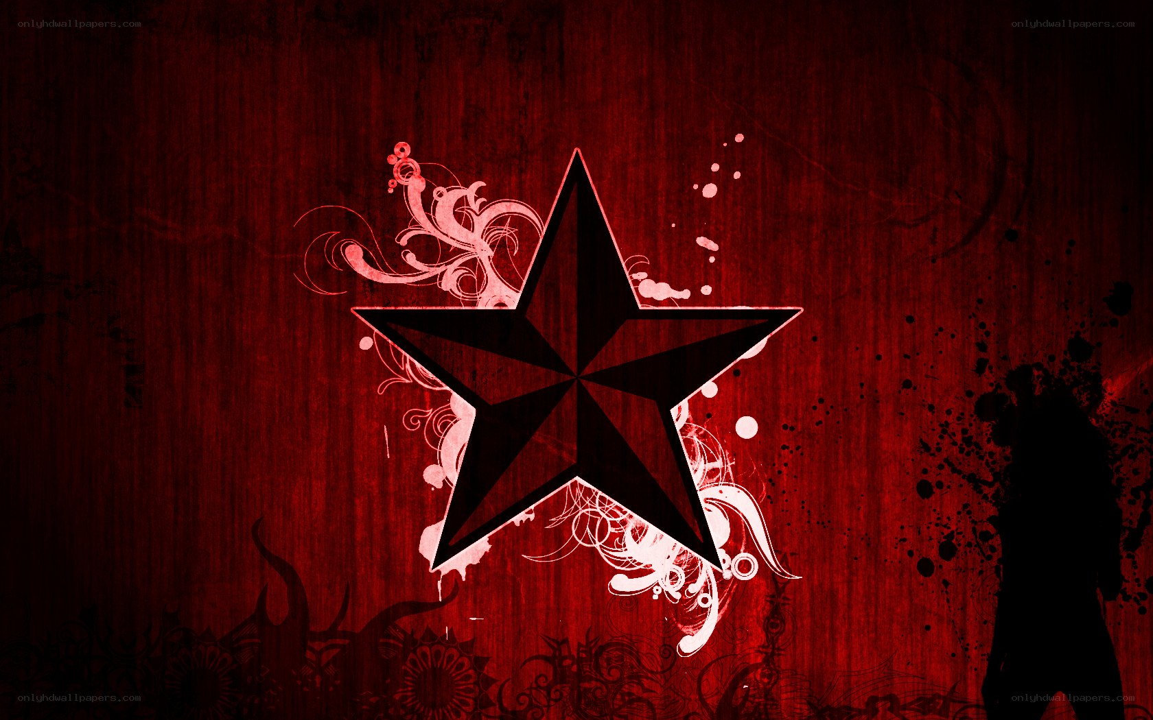 red star with floral design