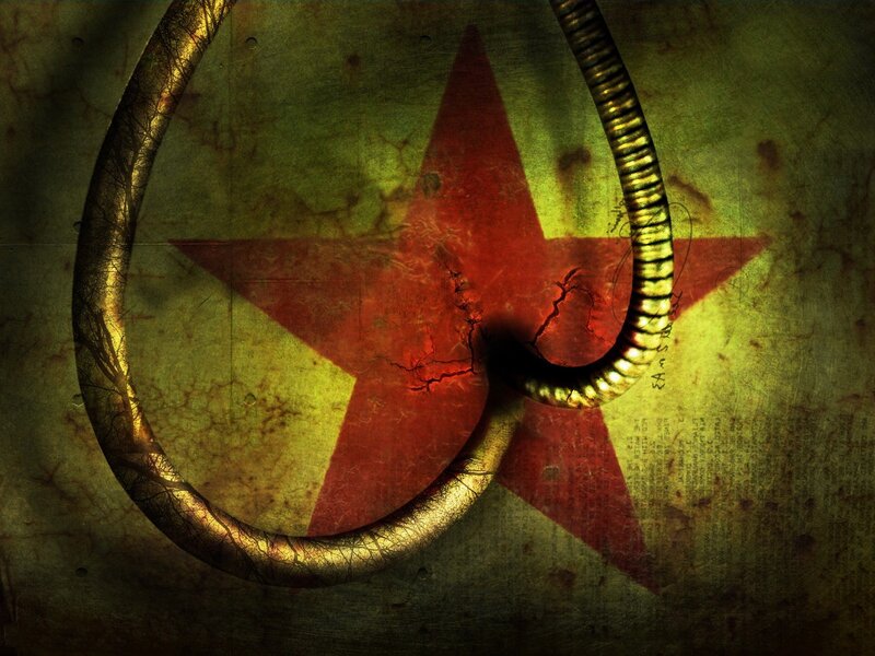 Red star with golden serpent