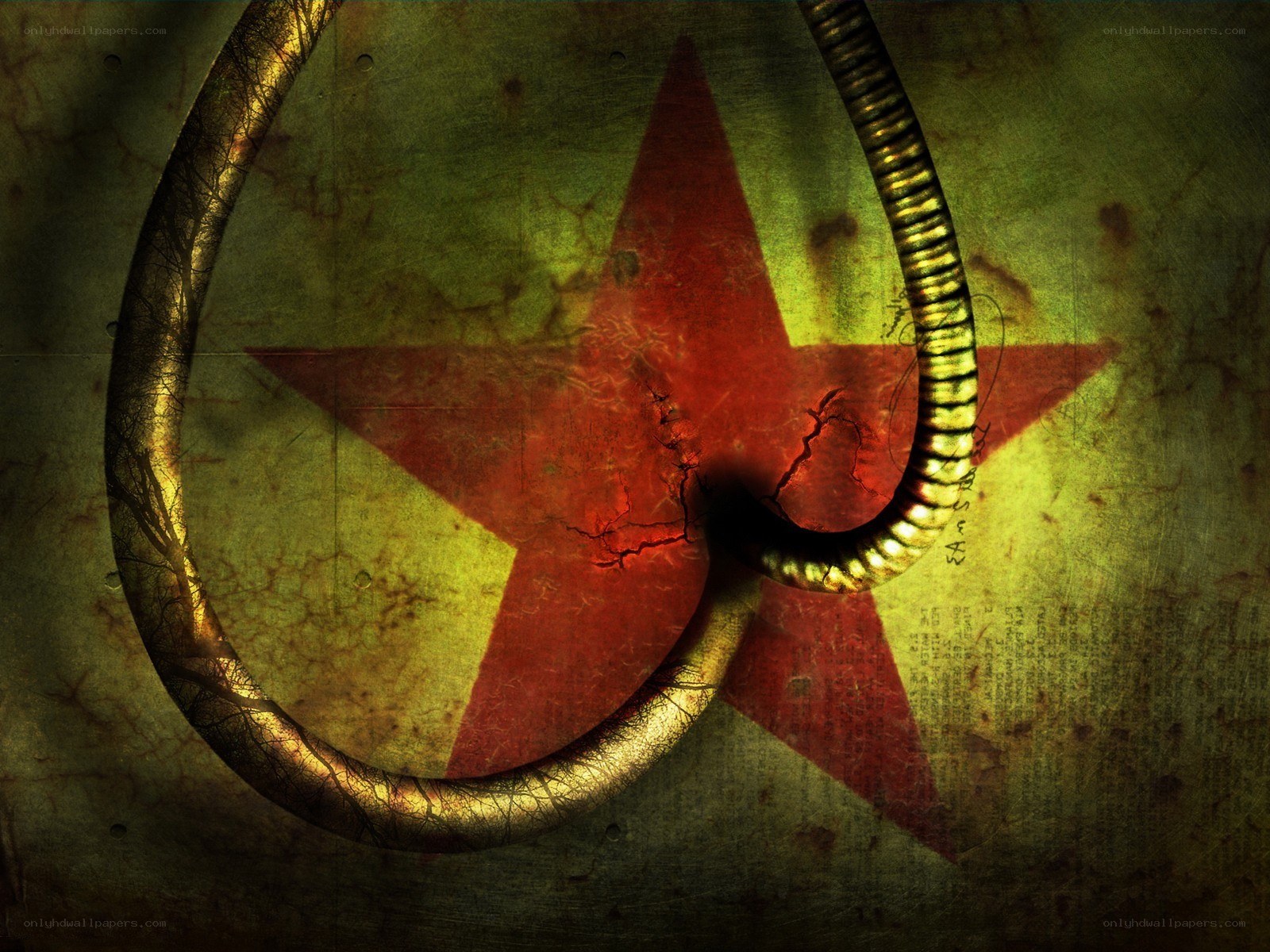 Red star with golden serpent