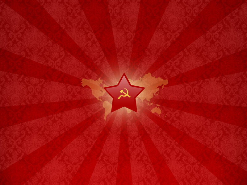 Red Star with Hammer and Sickle — Dramatic, Illustration, World Map