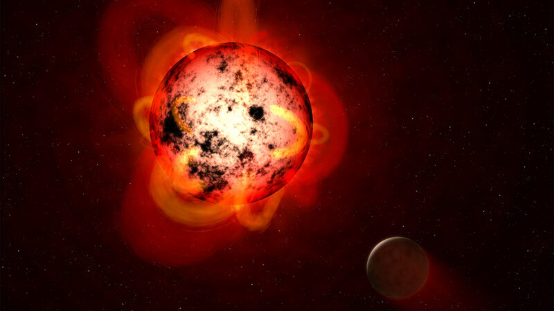 Red Star with Planet
