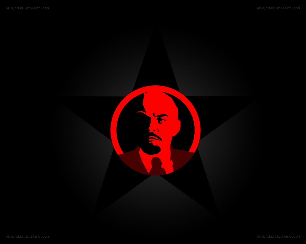 Red star with silhouette portrait