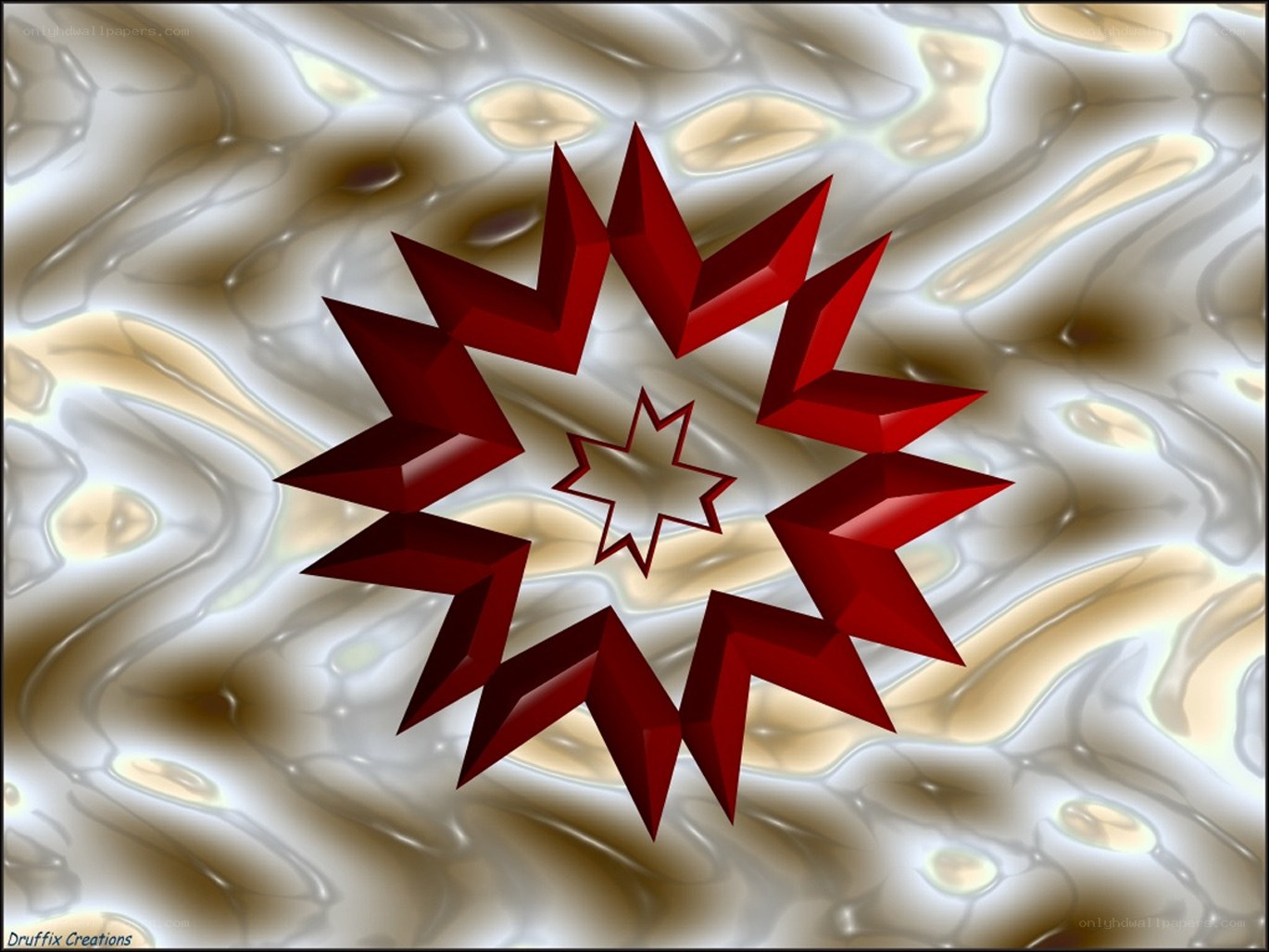 Red starburst on abstract background