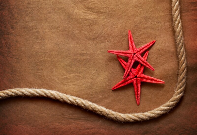 Red Starfish on Rope