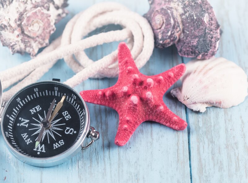 Red Starfish with Compass