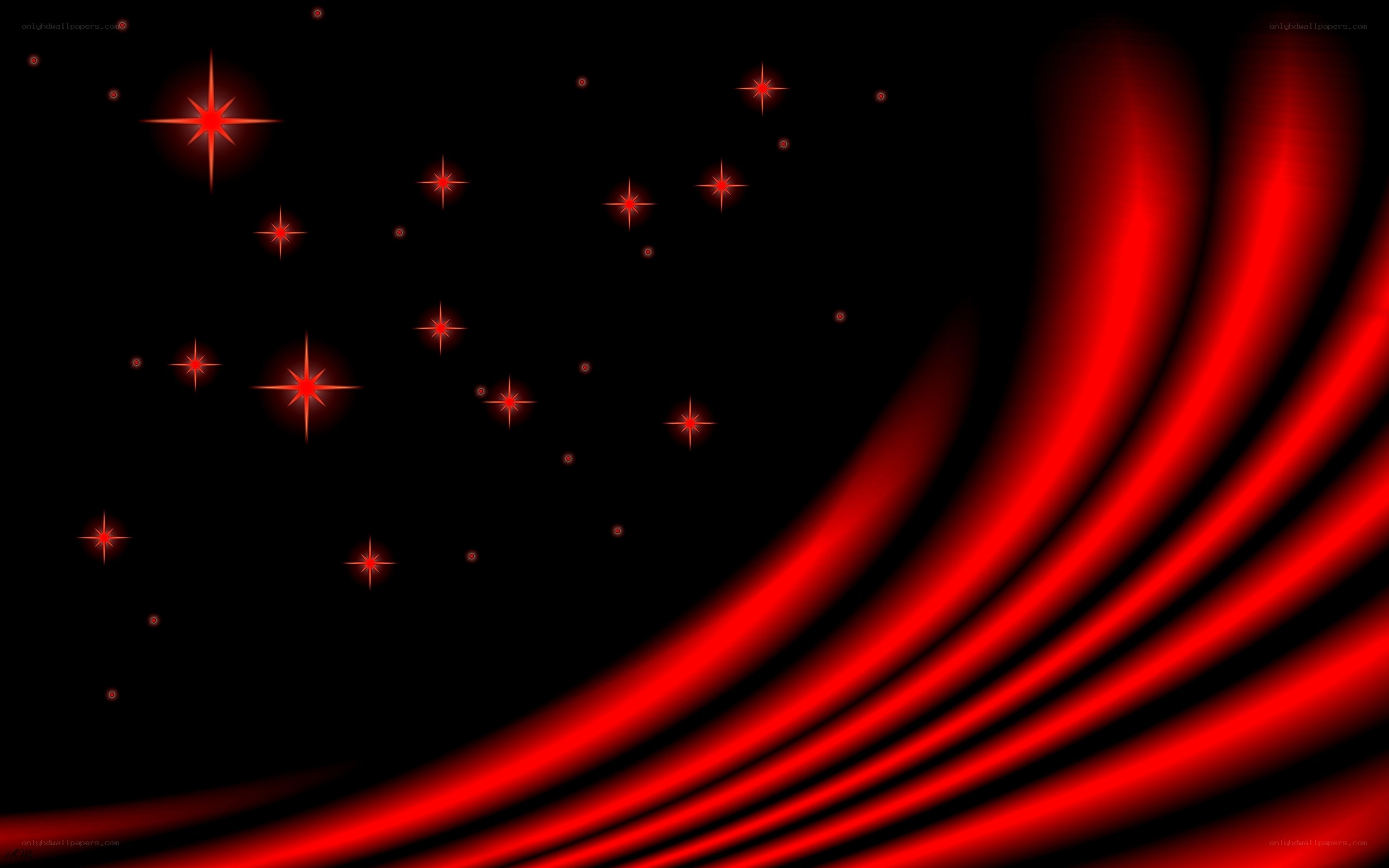 Red stars on black background