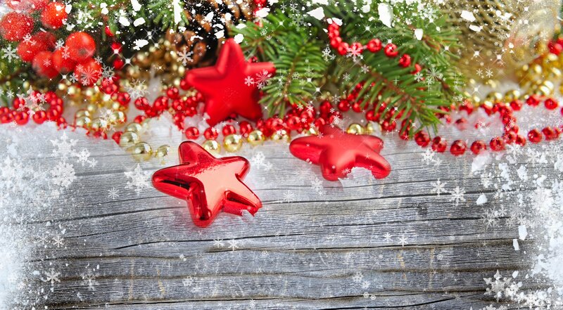 Red Stars on Wood