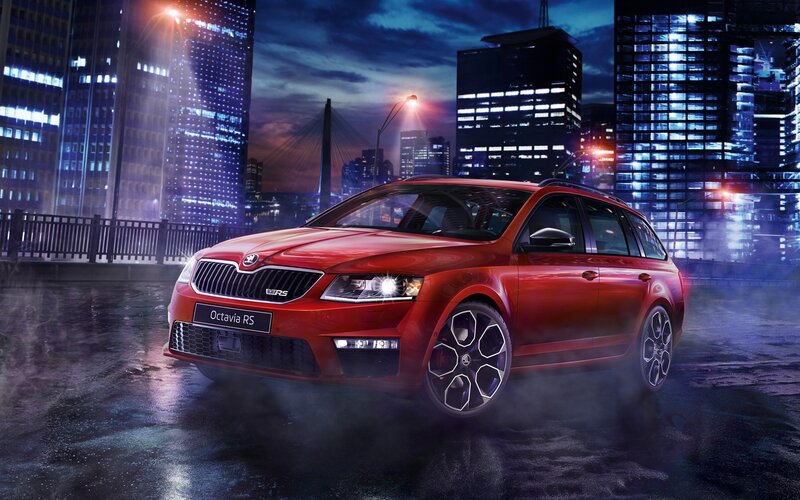 Red Station Wagon — Dramatic, Night